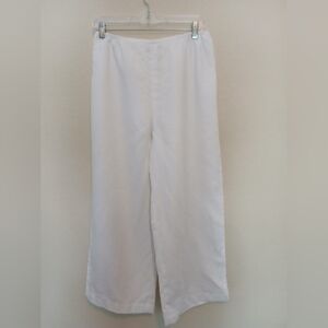 Caroline Rose White 100% Linen wide leg cropped pants size small